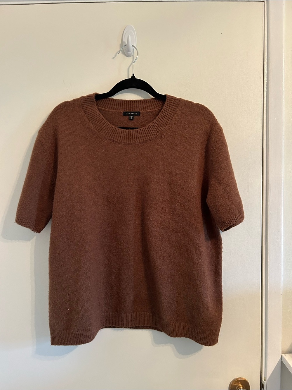 Dynamite Chestnut Brown Short-Sleeve Crewneck Sweater